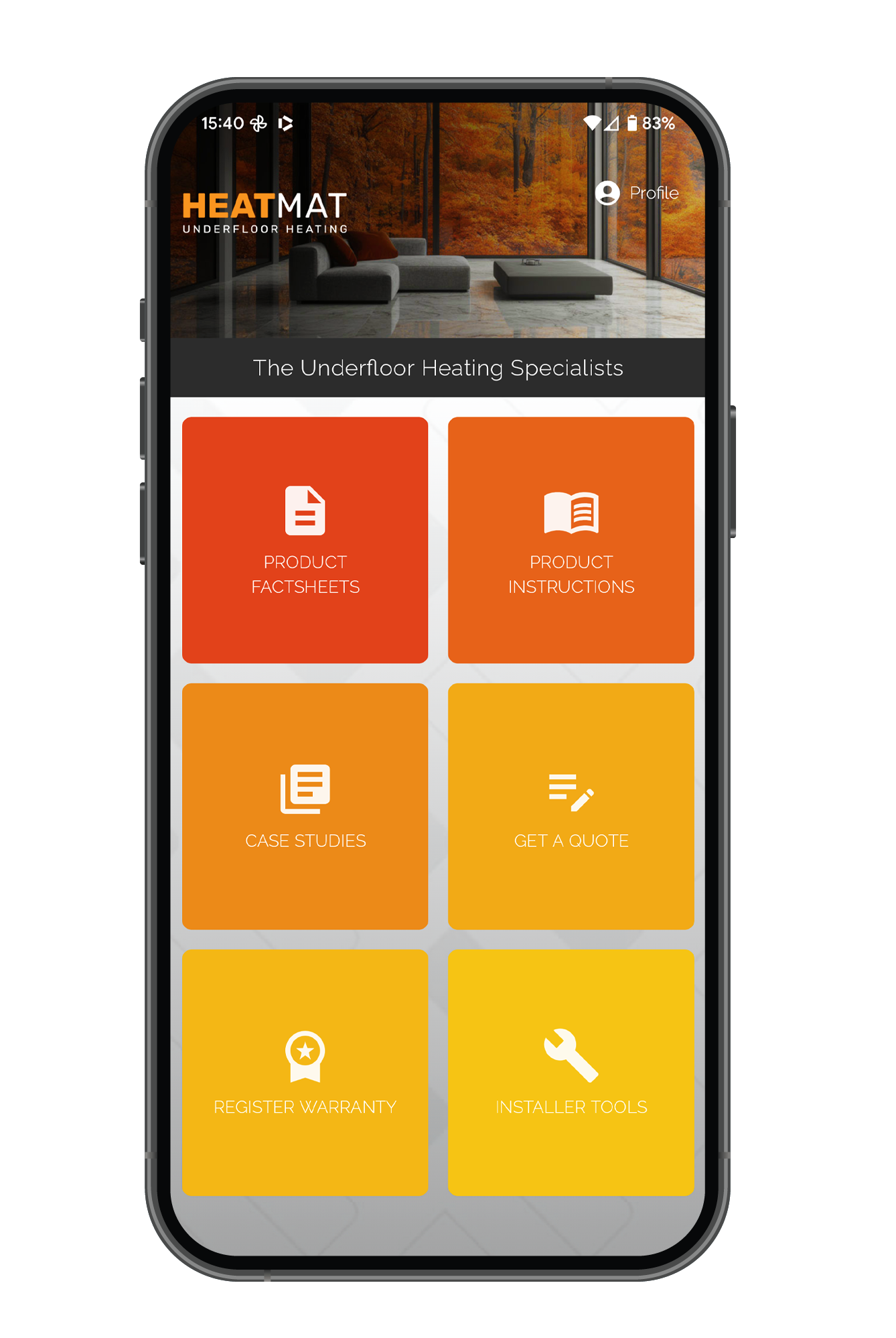 Heat Mat Installer App on smartphone